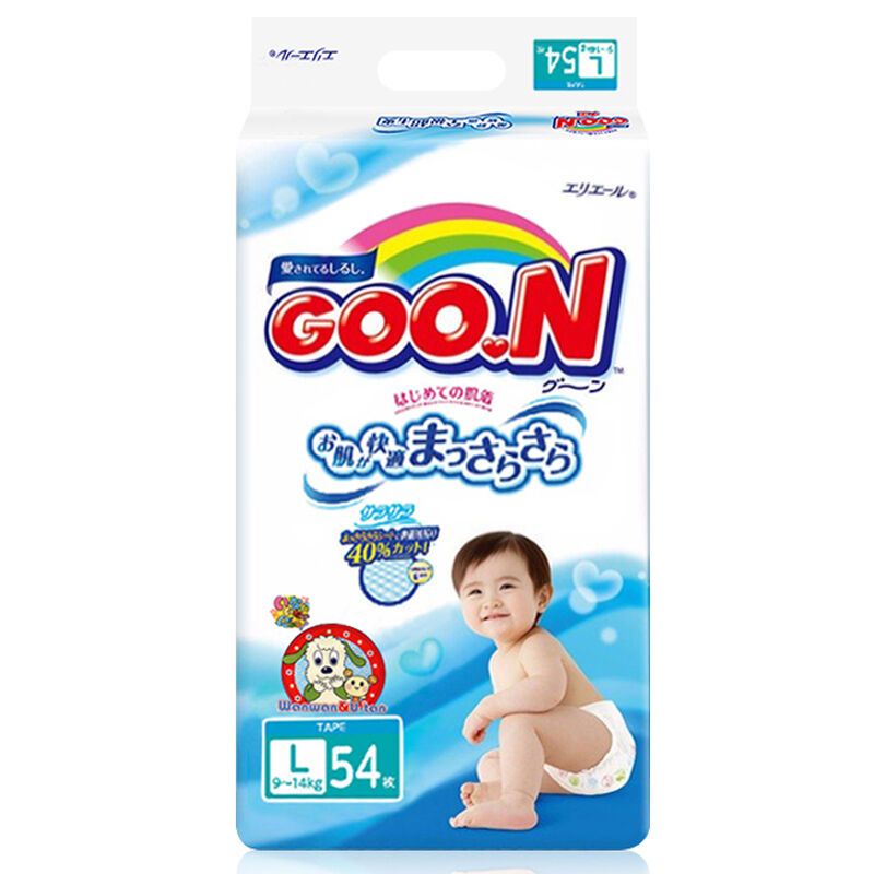 日本原装进口(GOO.N)大王纸尿裤维E系列纸尿裤L54片*2包