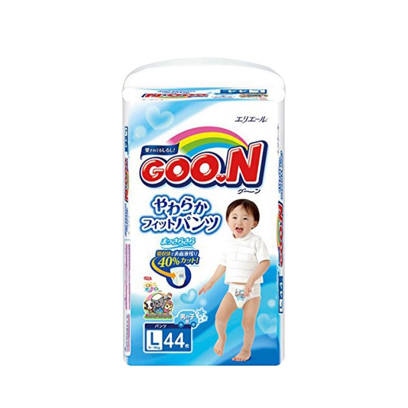 [限量特卖]日本原装进口(GOO.N)大王纸尿裤维E系列拉拉裤增量装L(男)44片*2包