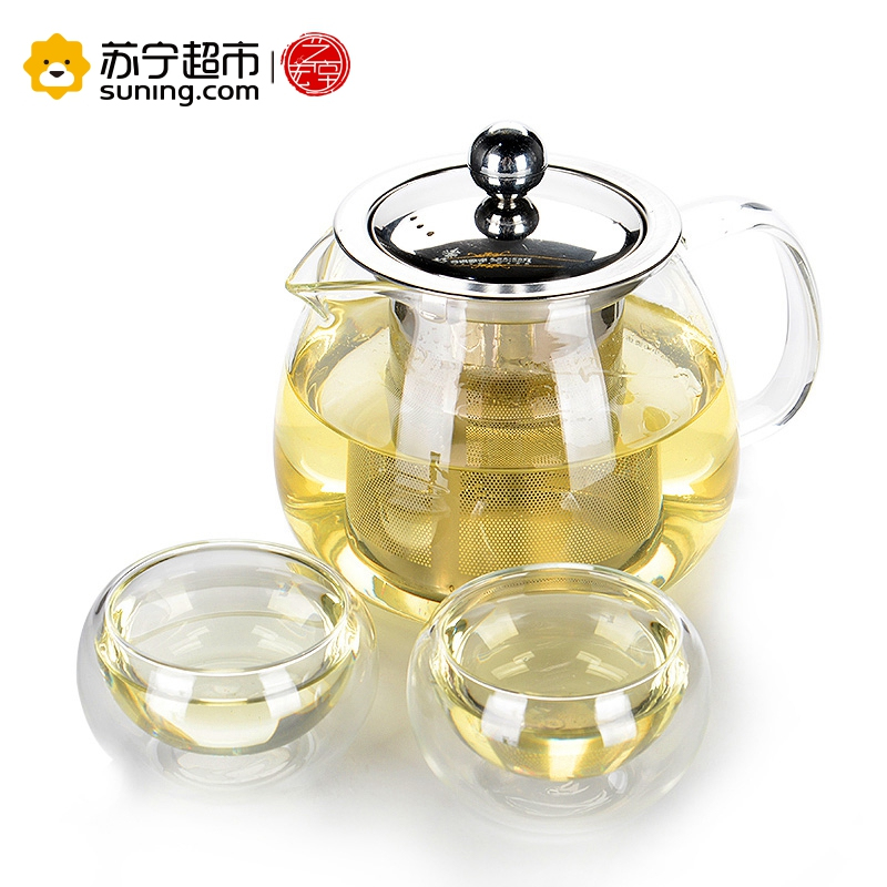 艺宏堂茶具玻璃茶壶 艺宏堂 耐高温玻璃茶具花茶壶把三角玻璃套装