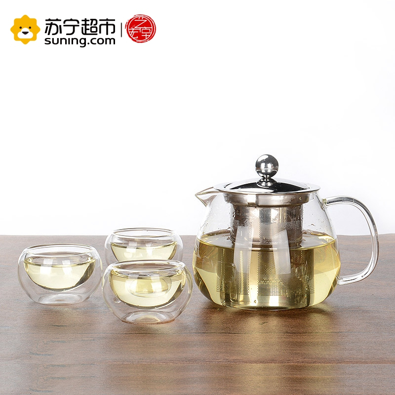 艺宏堂茶具玻璃茶壶 艺宏堂 耐高温玻璃茶具花茶壶把三角玻璃套装