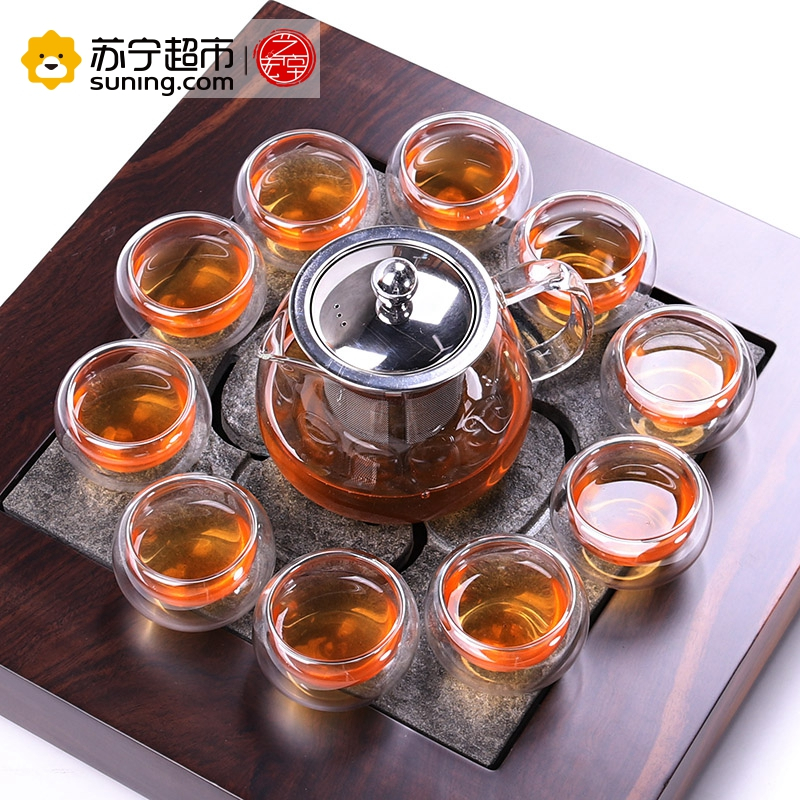 艺宏堂茶具玻璃茶壶 艺宏堂 耐高温玻璃茶具花茶壶把三角玻璃套装