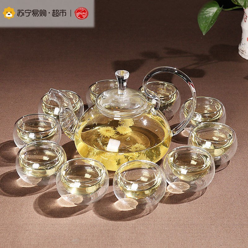 艺宏堂茶具玻璃茶壶 艺宏堂耐高温玻璃茶具花茶壶 高把玻璃套装