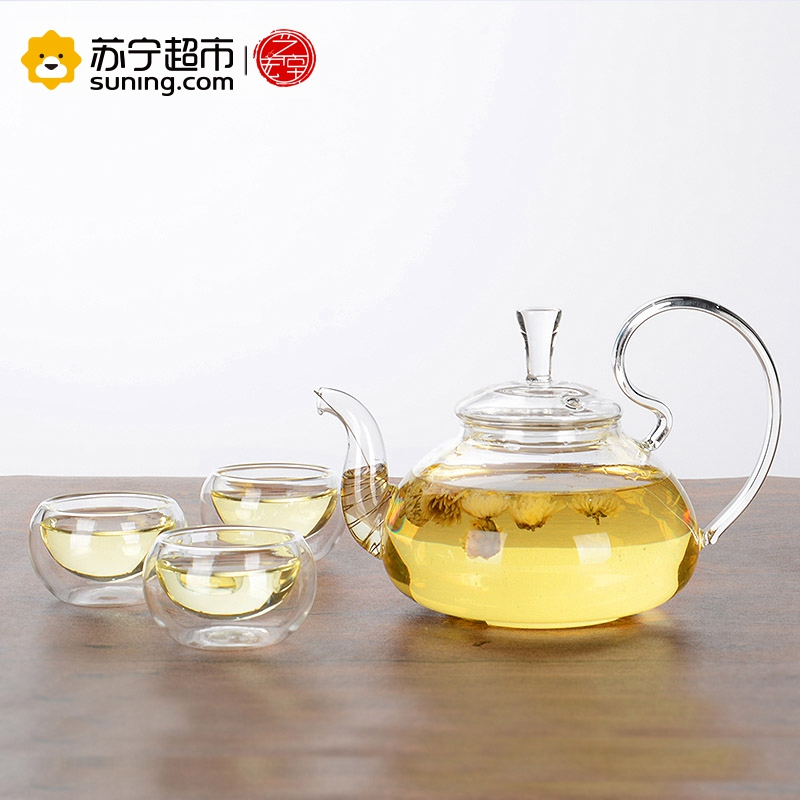 艺宏堂茶具玻璃茶壶 艺宏堂耐高温玻璃茶具花茶壶 高把玻璃套装