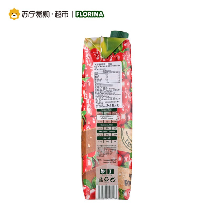飞那蔓越莓汁饮料 1L