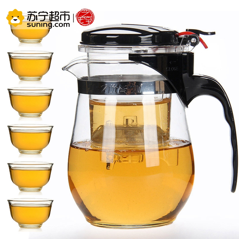 艺宏堂茶具飘逸杯 艺宏堂 耐高温玻璃茶具花茶壶D2超值-500ml配6个玉兰杯