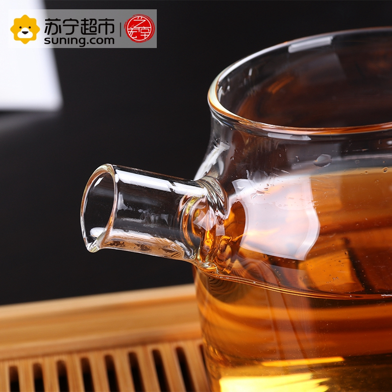 艺宏堂茶具玻璃茶壶 艺宏堂耐高温玻璃茶具花茶壶 彩色手柄茶壶 黄柄530ml