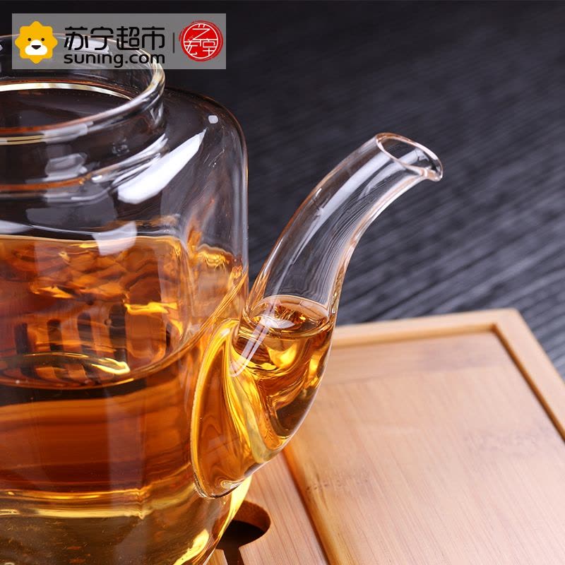 艺宏堂茶具玻璃茶壶 艺宏堂玻璃花茶壶 耐高温玻璃茶具花茶壶 方形壶图片