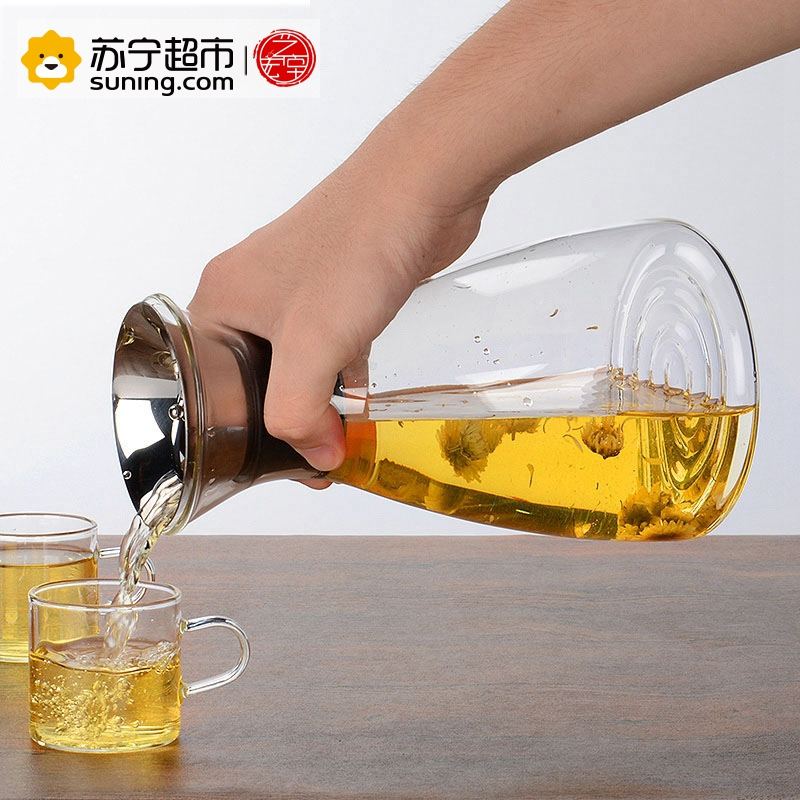 艺宏堂茶具玻璃茶壶 艺宏堂玻璃茶壶漏水壶果汁壶 宽口壶1420ml