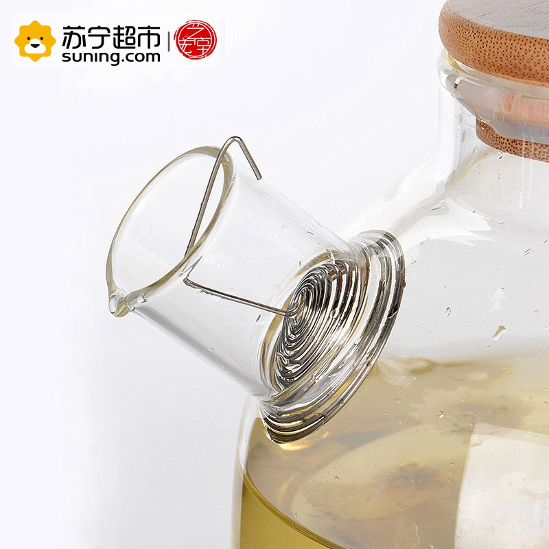 艺宏堂茶具玻璃茶壶 艺宏堂 耐高温玻璃茶具花茶壶 竹盖短嘴壶1150ml