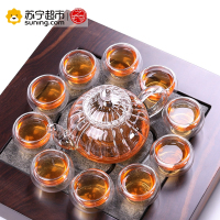 艺宏堂茶具玻璃茶具 艺宏堂耐高温玻璃茶具花茶壶 条纹壶把杯套装