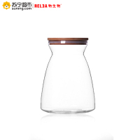 物生物（RELEA）梯形敞口 透明玻璃罐 奶粉茶叶干果食品泡酒收纳瓶密封罐储物罐 1100ML