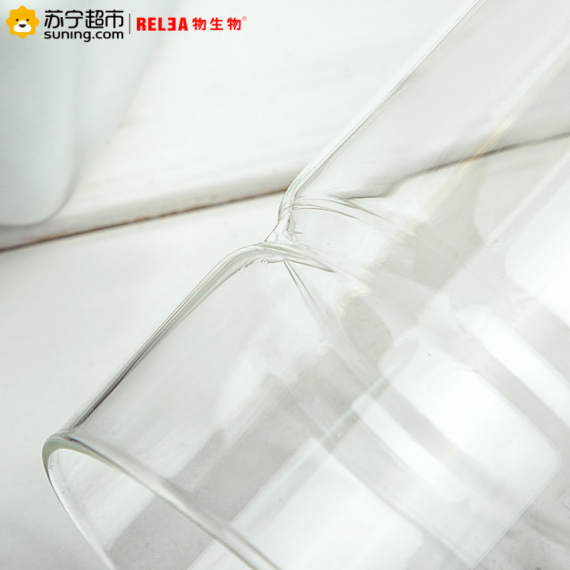 物生物(RELEA)标签分类储物罐 舒宜花茶叶食品收纳瓶非一次性使用 密封罐厨房玻璃罐650ML