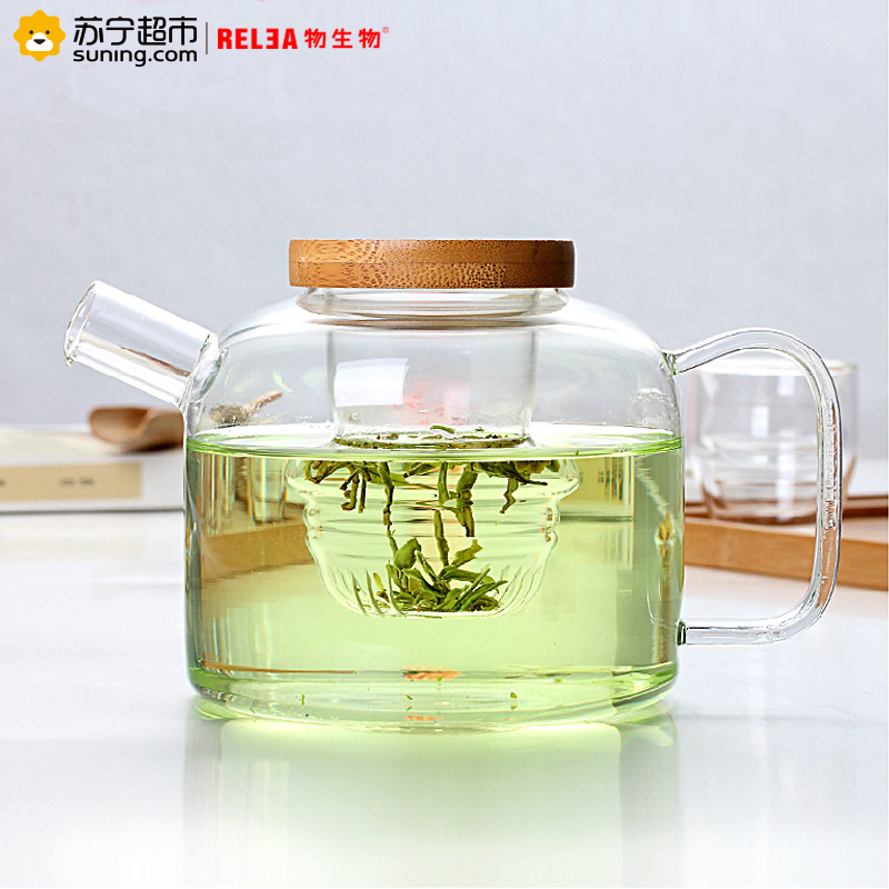 物生物(RELEA)茶具玻璃套装750ML创意人形过滤花茶壶 大耐热玻璃泡茶壶水壶