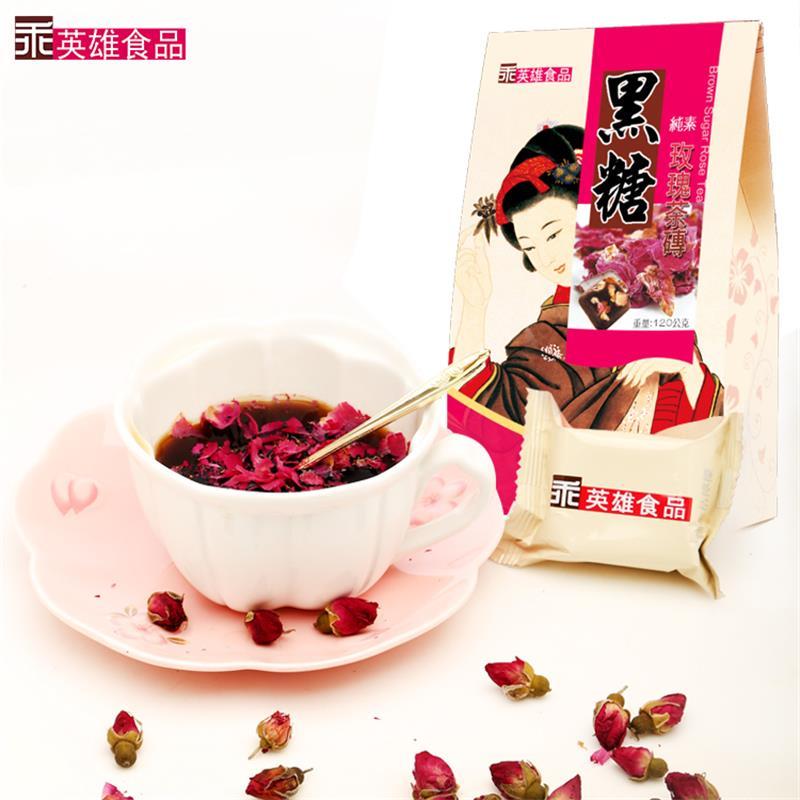 乖英雄台湾进口玫瑰黑糖茶砖120G