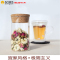 物生物（RELEA）650ML木塞杂粮玻璃瓶 是花茶叶食品收纳瓶子 密封罐储物罐玻璃罐