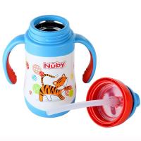 努比(Nuby) 儿童宝宝不锈钢真空易握手柄保温吸管杯280ml便携 小老虎