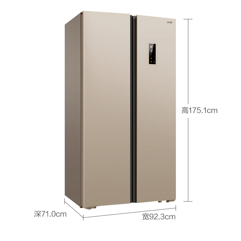 美菱(MEILING) BCD-608WPCX 608升 变频保鲜 风冷无霜 节能静音 时尚对开门冰箱(金色)