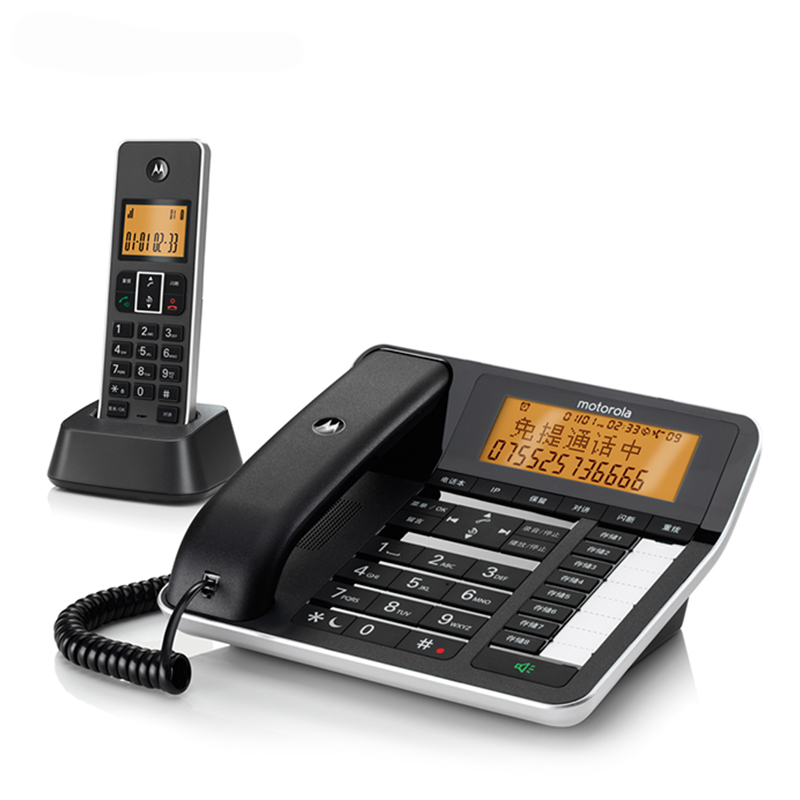 摩托罗拉(MOTOROLA)C7501RC智能插卡录音子母机高端商务办公客服电话来电语音报号中文橙色背光固定座机(黑色)高清大图