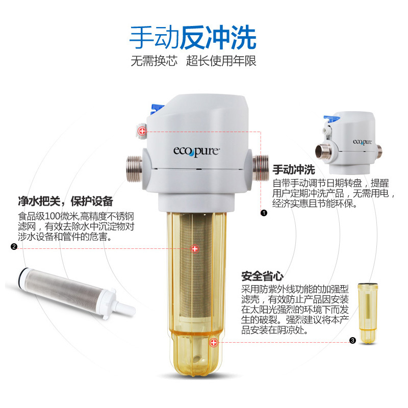 怡口(ECOWATER)厨下式直饮净水器800FFDC+前置过滤器MSP1