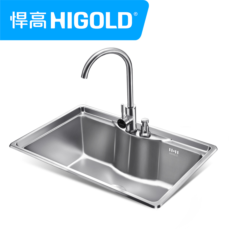 HIGOLD/悍高 水槽单槽304不锈钢水槽 加厚洗菜盆大单槽水槽