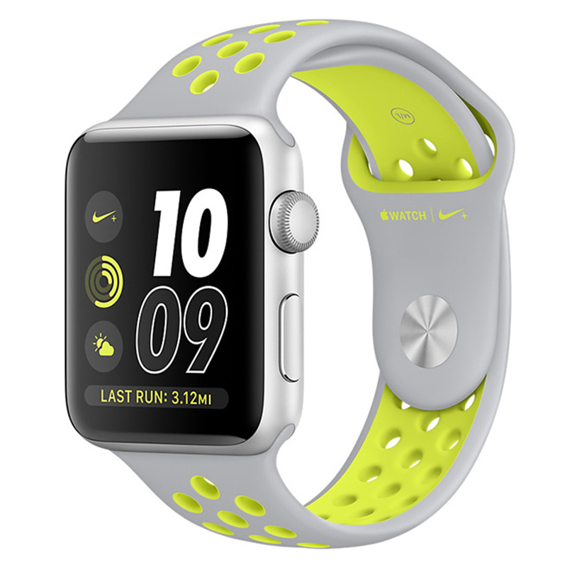 Apple Watch Series 2 智能手表 (38毫米 银色铝金属表壳 冷银配荧光黄色 Nike 运动表带)