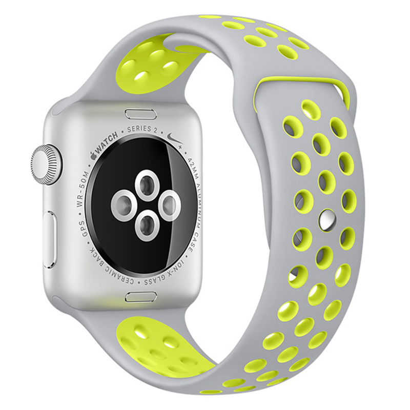 Apple Watch Series 2 智能手表 (38毫米 银色铝金属表壳 冷银配荧光黄色 Nike 运动表带)