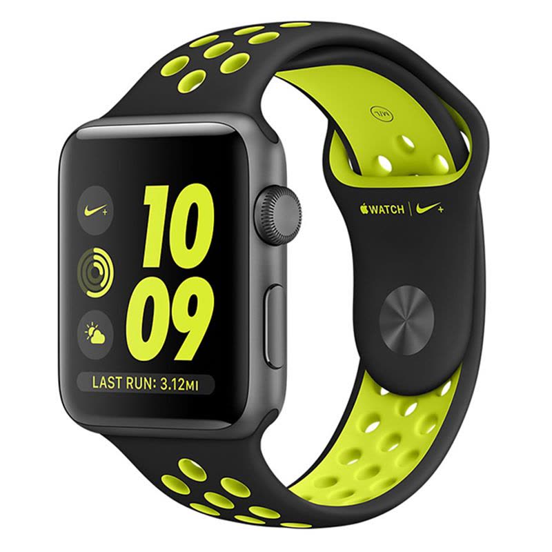 Apple Watch Sport Series 2(38毫米 深空灰色铝金属表壳 黑配荧光黄色 Nike 运动表带)图片