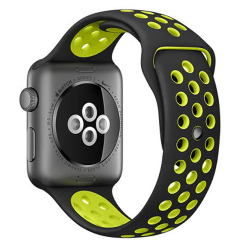 Apple Watch Series2 (42毫米 深空灰色铝金属表壳 黑配荧光黄色 Nike 运动表带)图片