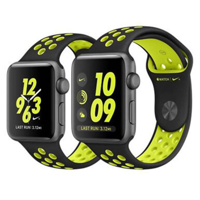 Apple Watch Series2 (42毫米 深空灰色铝金属表壳 黑配荧光黄色 Nike 运动表带)图片