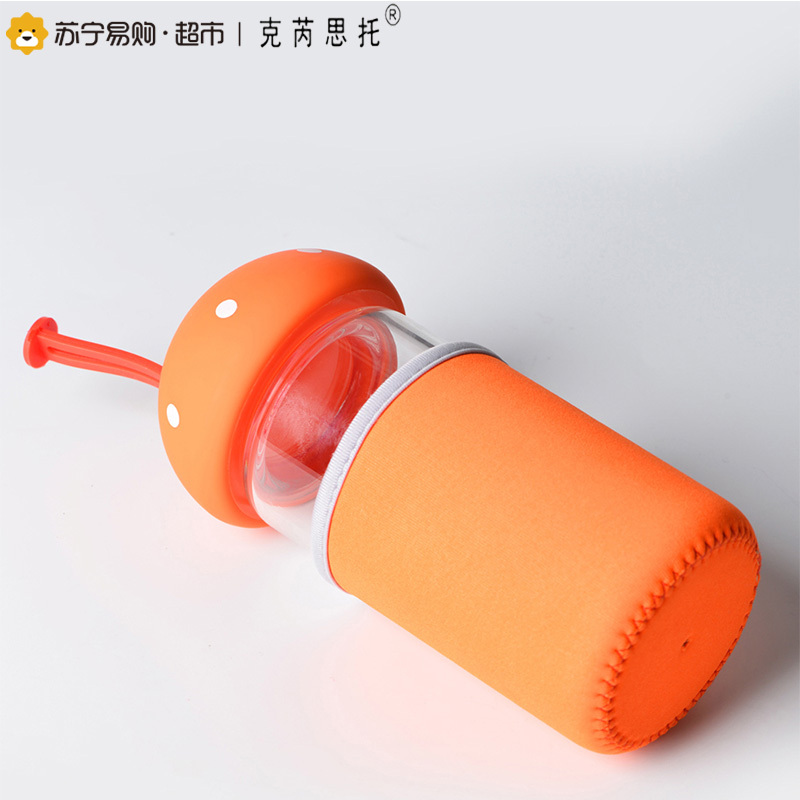 克芮思托 创意蘑菇耐热玻璃水杯泡 茶水杯 儿童带盖杯透明花茶呆萌杯