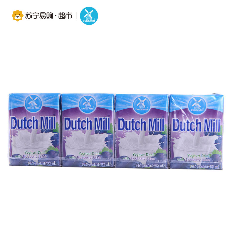 泰国进口达美(Dutch Mill)蓝莓味酸奶饮品90ml*4组合装