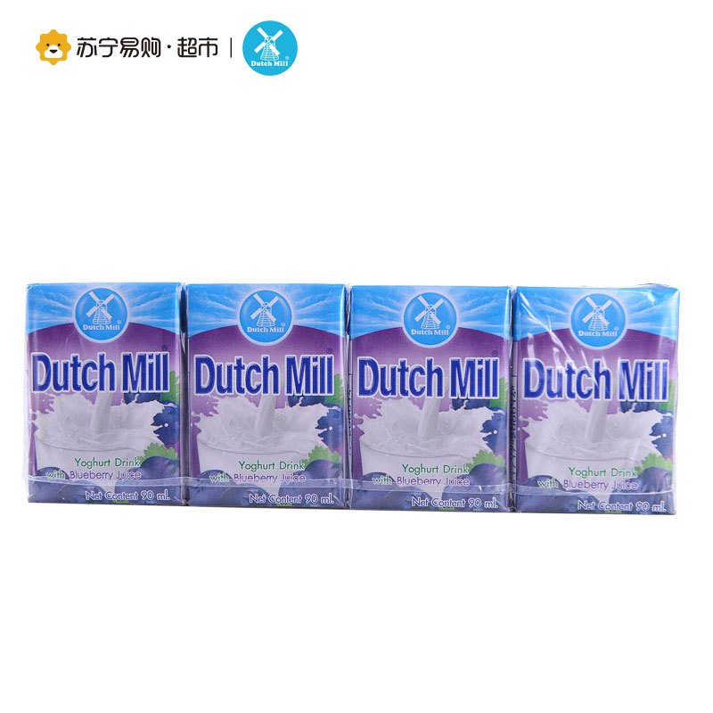 泰国进口达美(Dutch Mill)蓝莓味酸奶饮品90ml*4组合装