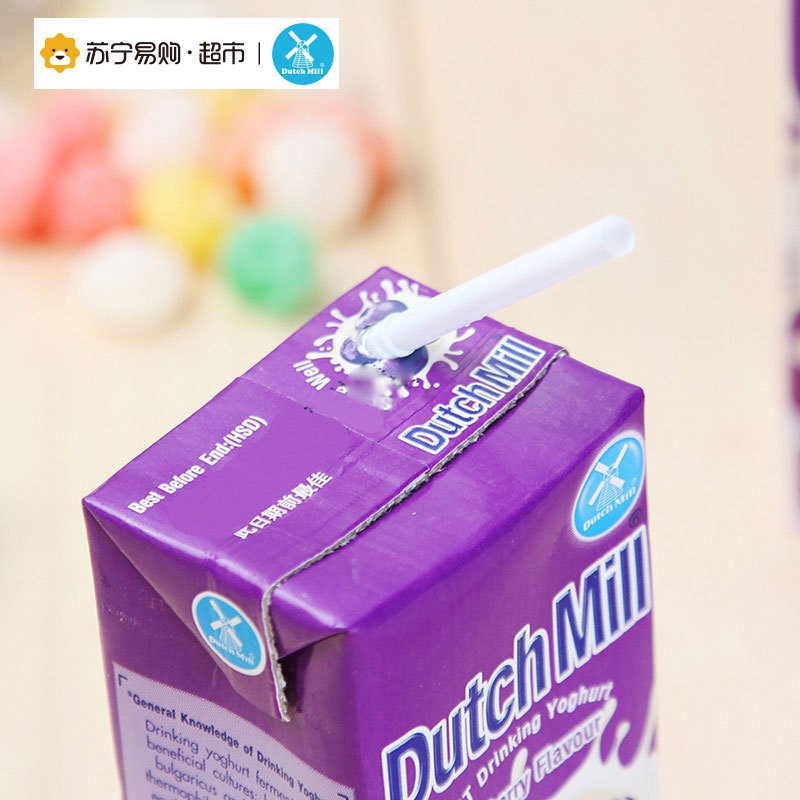泰国进口达美（Dutch Mill）蓝莓味酸奶饮品180ml*4组合装