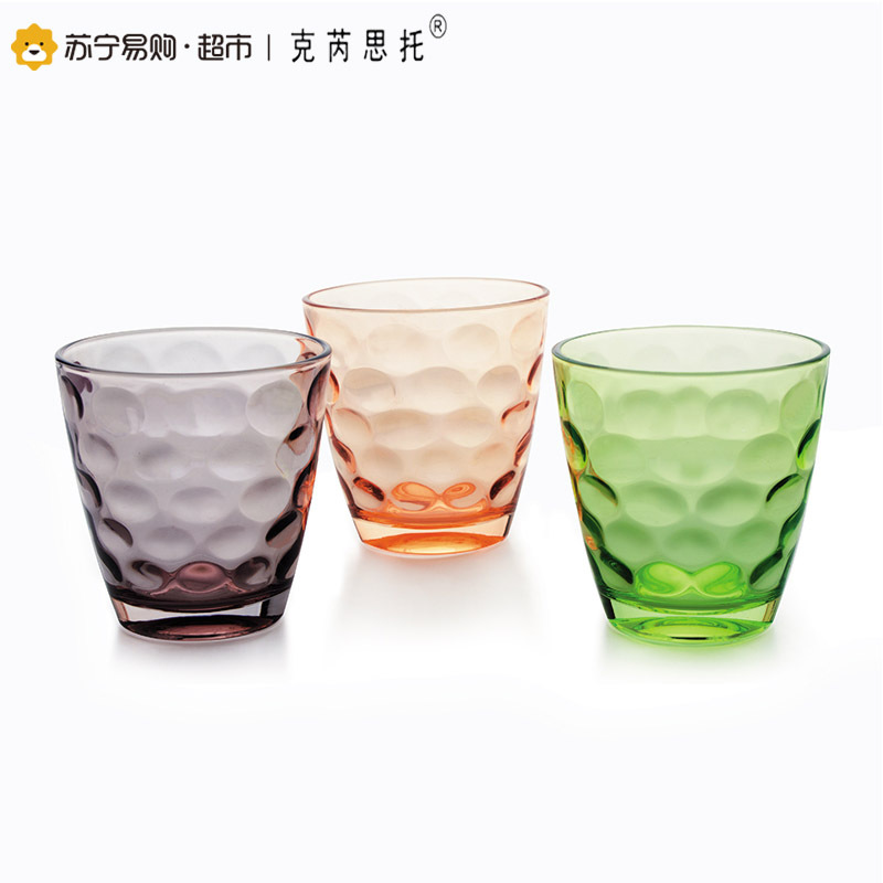 克芮思托中号宜彩珠点杯220ml 6只装 彩珠点杯可爱加厚防烫玻璃啤酒杯果汁杯饮...