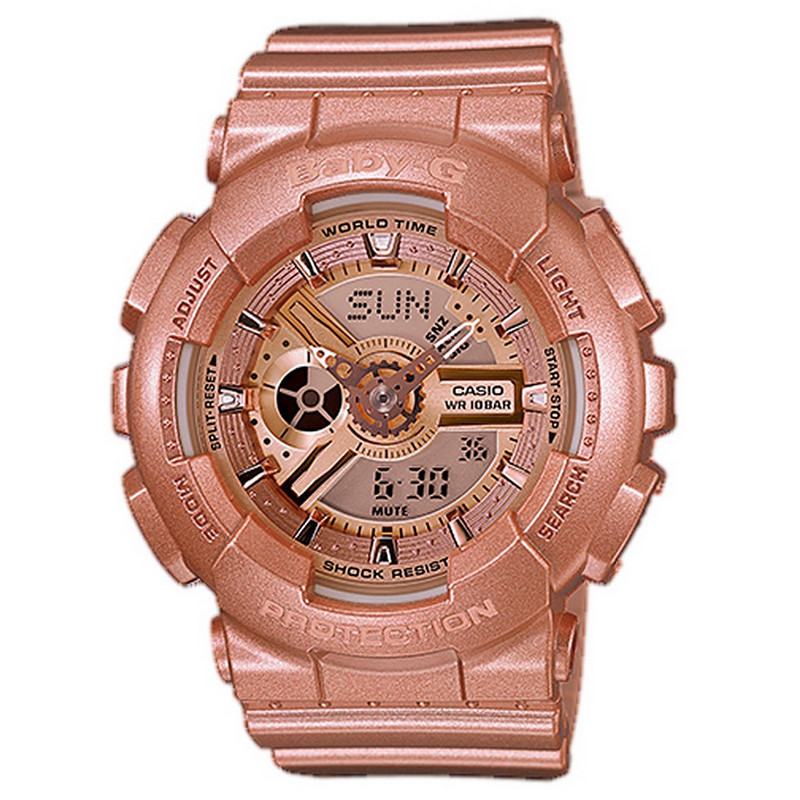正品casio卡西欧babyg时尚潮流金色双显ba1114a