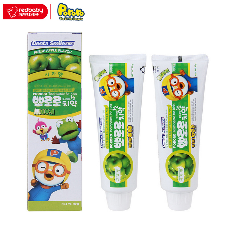 韩国进口PORORO宝露露儿童牙膏90g*1(苹果味)