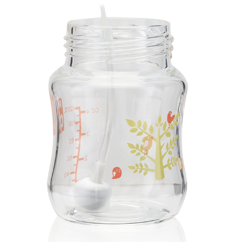 好孩子goodbaby母乳实感宽口径握把吸管玻璃奶瓶120ml小树系列b80357