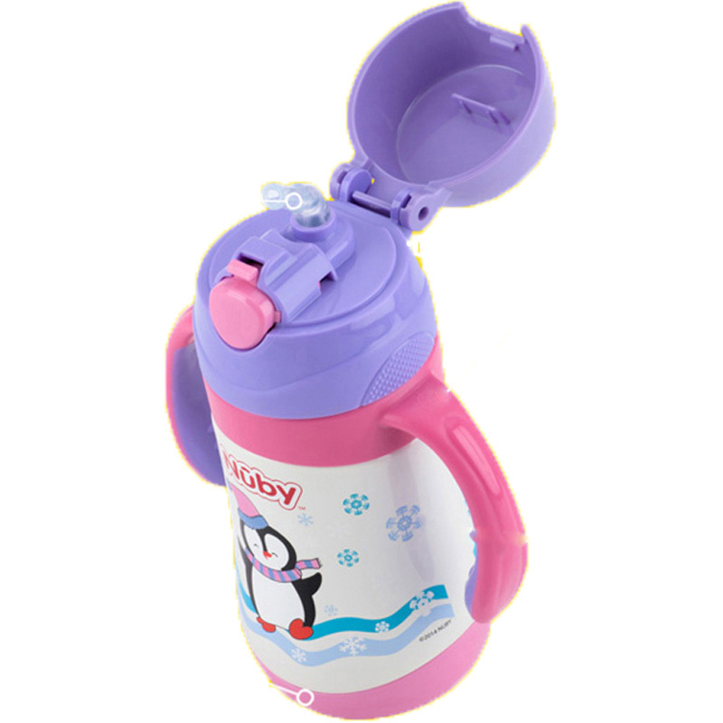 努比(Nuby)不锈钢按键式真空保温吸管杯 280ml(企鹅)
