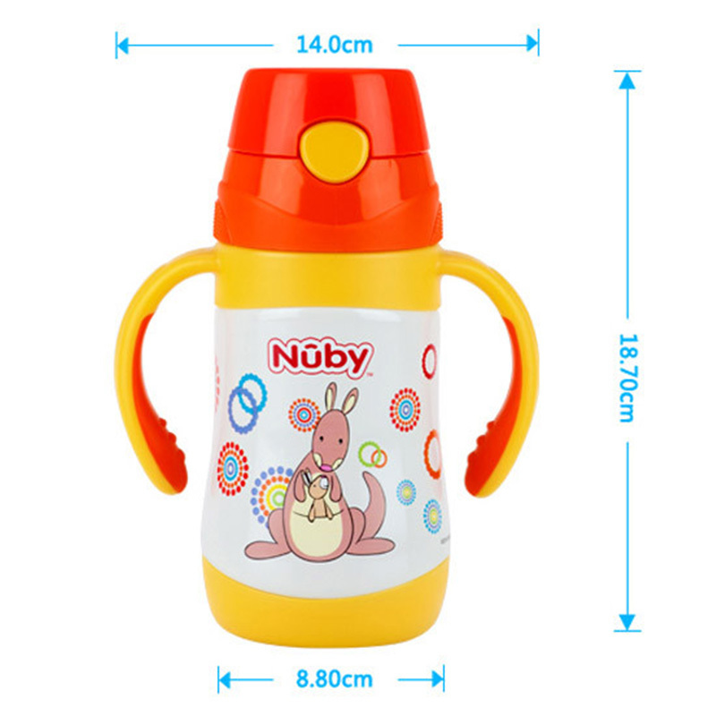 努比(Nuby)不锈钢按键式真空保温吸管杯 280ml（袋鼠）