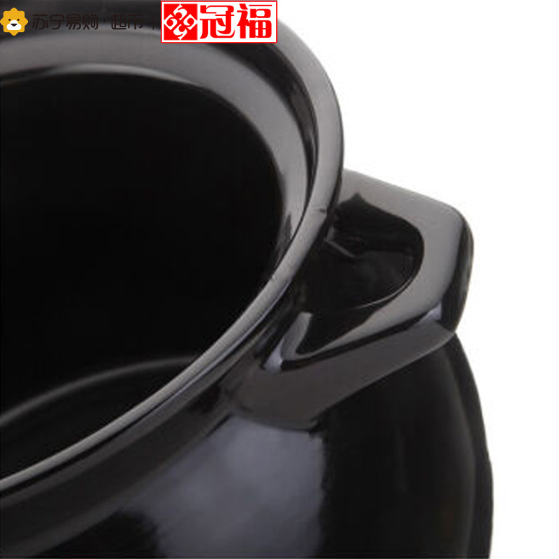 [苏宁超市]福康 新一代立盖双耳汤煲4L 砂锅煲汤明火耐高温砂锅大容量养生陶瓷煲