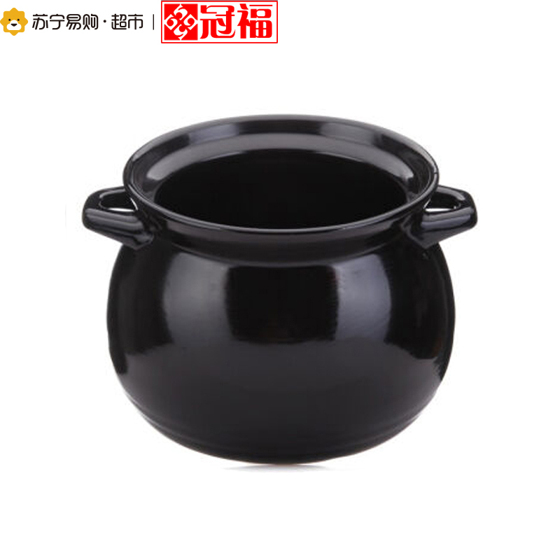 [苏宁超市]福康 新一代立盖双耳汤煲4L 砂锅煲汤明火耐高温砂锅大容量养生陶瓷煲