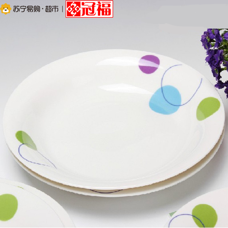 冠福 团圆16头碗碟餐具瓷器创意家用中式饭碗菜盘套装
