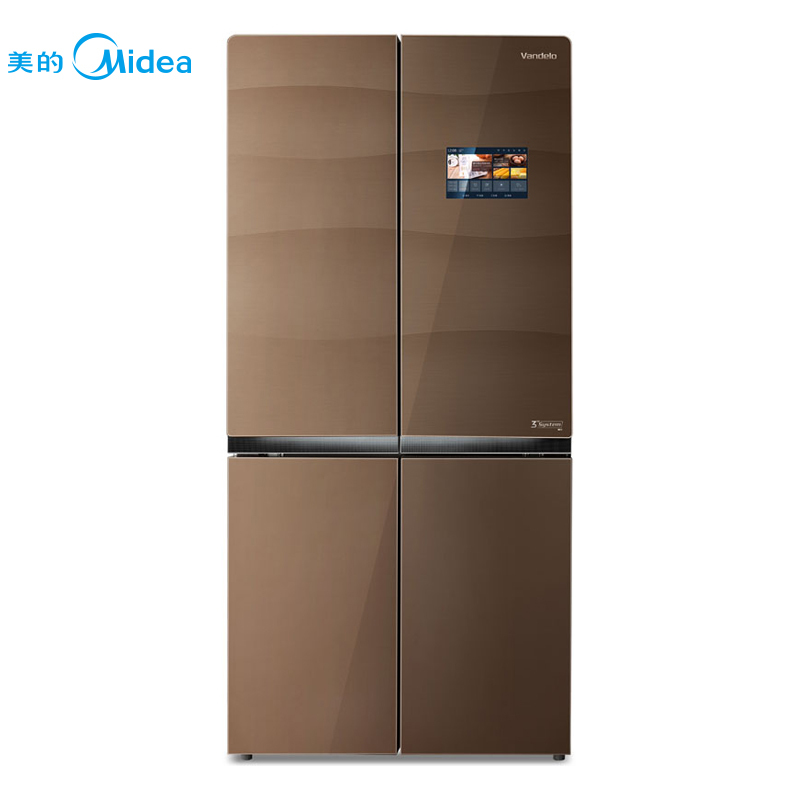 美的冰箱BCD-646WGPZVA格调咖 大屏智能 风冷无霜 变频节能 电脑控温 家用多门冰箱十字对开门冰箱