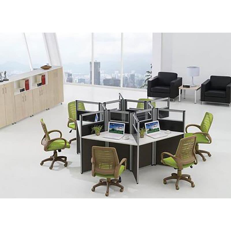 [万保]办公家具 六人位六边形屏风工作位 多人屏风办公桌 现代简约电脑桌 员工桌 可定制其他图片