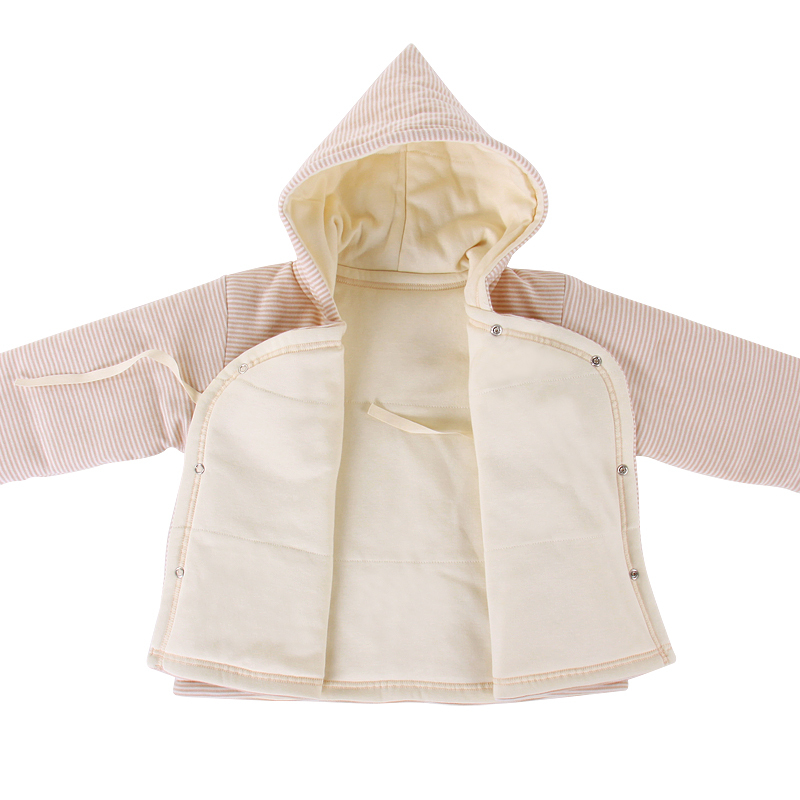 欧淘有机棉秋冬加厚连帽斜开胸棉服