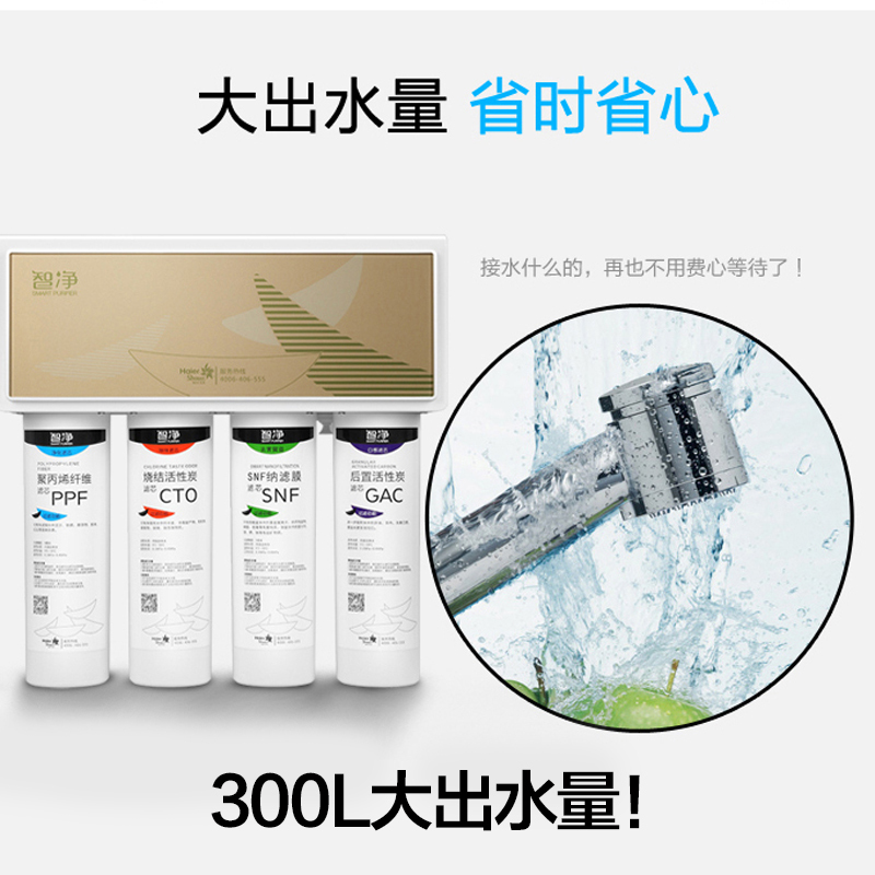 海尔(Haier)净水器 家用直饮 100G大通量 可壁挂纳滤反渗透纯水机(高净版)