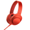 索尼(SONY) 立体声耳机MDR-100AAP 可折叠头戴式麦克风耳机 朱砂红