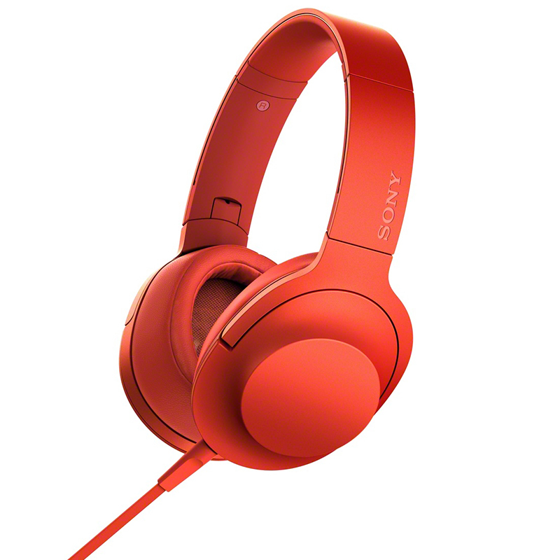 索尼(SONY) 立体声耳机MDR-100AAP 可折叠头戴式麦克风耳机 朱砂红