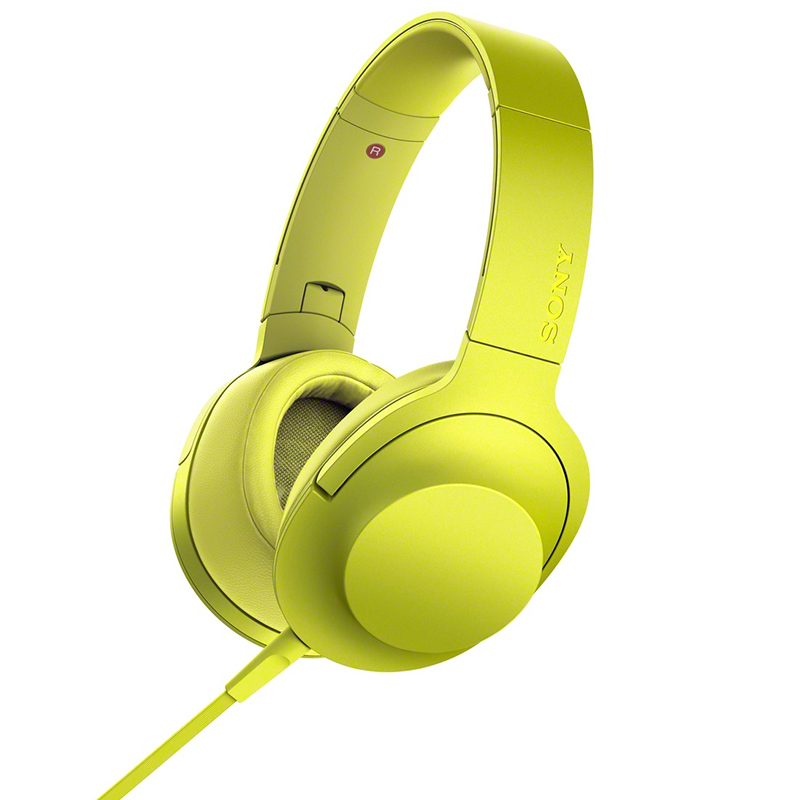 索尼(SONY) 立体声耳机MDR-100AAP 可折叠头戴式麦克风耳机 柠檬黄