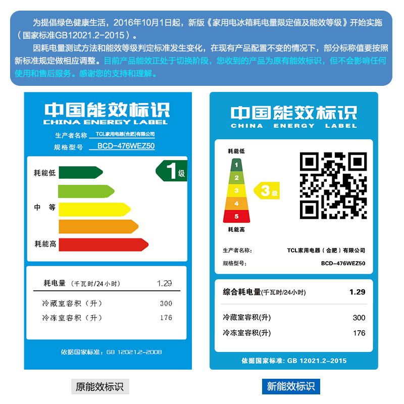 TCL冰箱 BCD-476WEZ50 476升大容量 宽薄十字对开门 风冷无霜多门冰箱 电脑温控自动除霜 低温补偿 家用